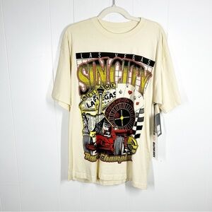 NEW GOAT CREW Tan Vegas Sin City Racing Graphic Short Sleeve T-Shirt Large